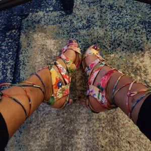 Tie up multi color sandals
